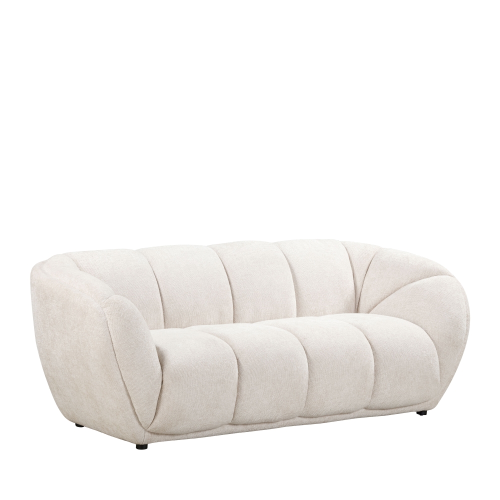 West - Canapé droit 3 places en tissu à forme arrondie - Écru
