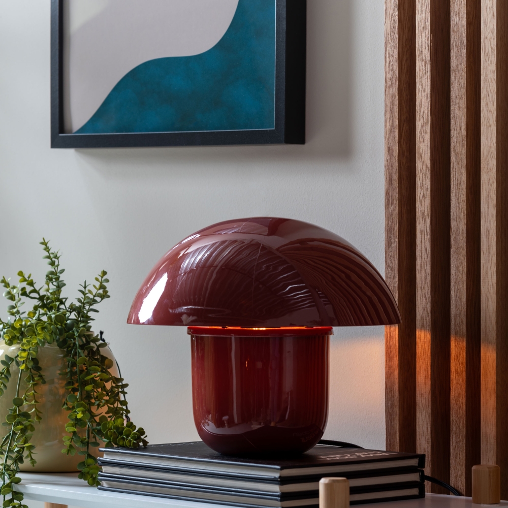 Fat Mushroom - Lampe à poser champignon en métal - Bordeaux