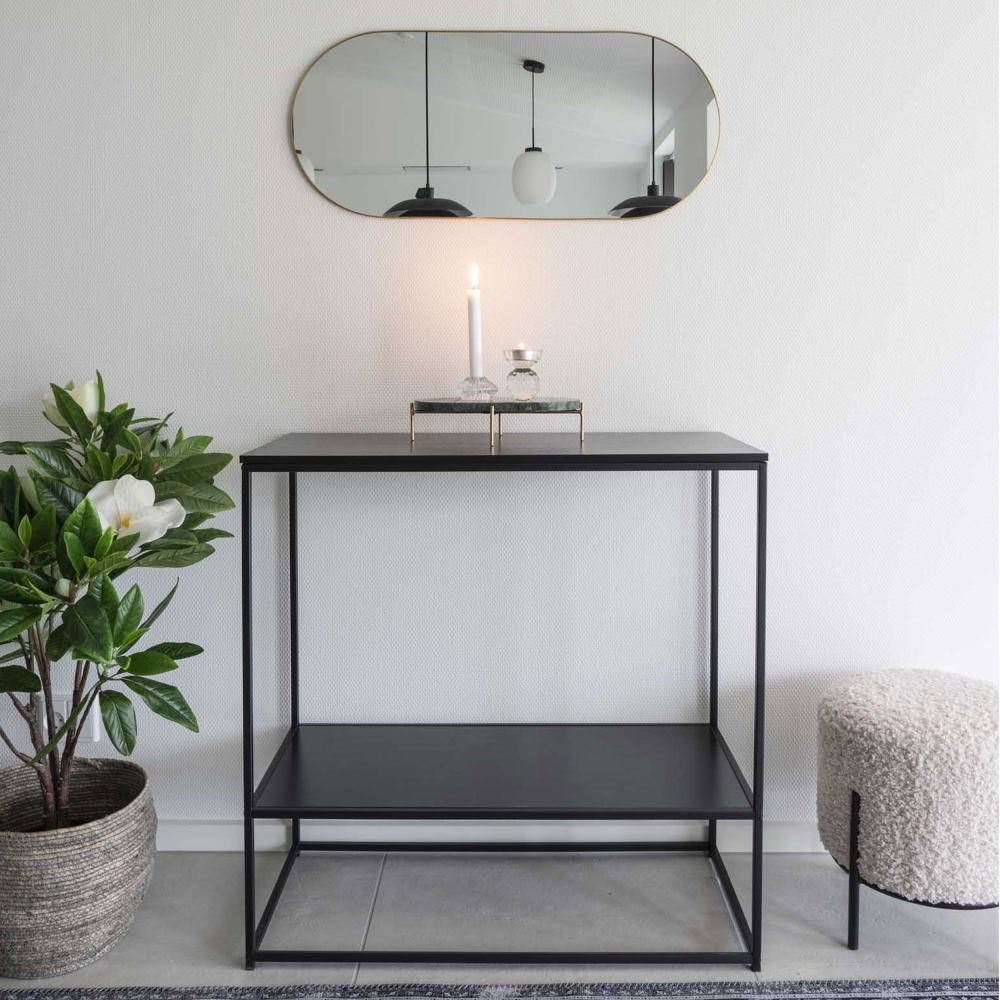Jersey - Miroir ovale en métal 35x80cm - Laiton