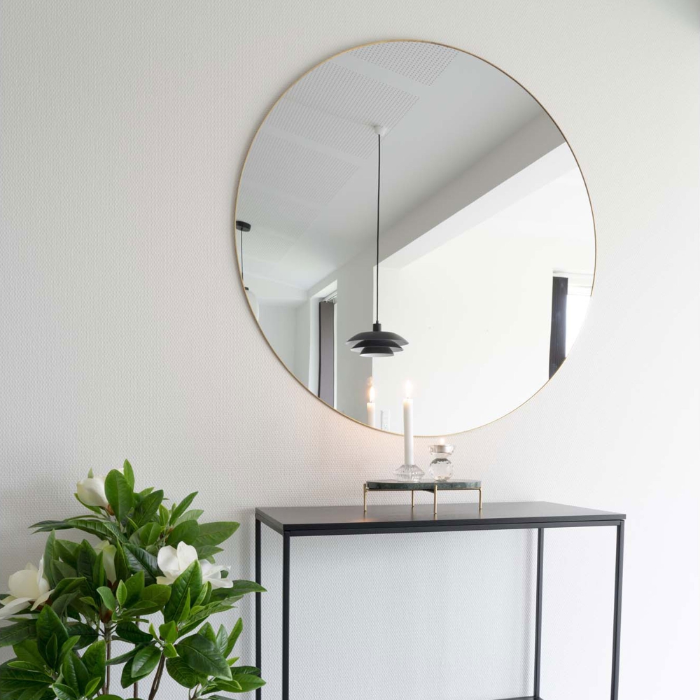 Jersey - Miroir rond en métal ø100cm - Laiton