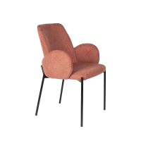 Tjarda - Lot de 2 fauteuils de table en tissu et métal - Terracotta