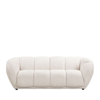 West - Canapé droit 3 places en tissu à forme arrondie - Écru