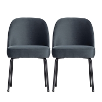 Vogue - Lot de 2 chaises design en velours - Bleu pétrole