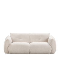 Bocca - Canapé droit 3 places en tissu à dossier capitonné - Écru