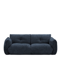 Bocca - Canapé droit 3 places en tissu à dossier capitonné - Bleu