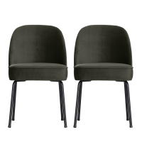Vogue - Lot de 2 chaises design en velours - Vert foncé