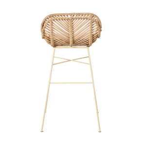 Nunuhai - Lot de 2 tabourets de bar en rotin pieds beiges H68cm - Naturel