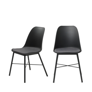 Curvi - Lot de 2 chaises en plastique et métal - Noir