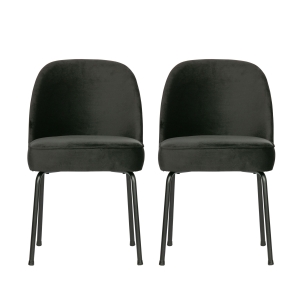 Vogue - Lot de 2 chaises design en velours - Noir