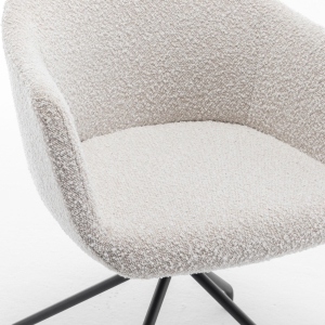 Kooij - Chaise de bureau en tissu bouclette et métal - Écru