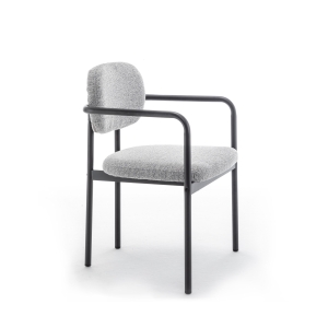 Stuart - Lot de 2 fauteuils de table en tissu bouclette et métal - Gris