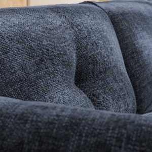 Bocca - Canapé droit 3 places en tissu à dossier capitonné - Bleu