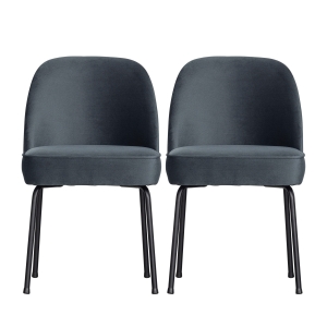 Vogue - Lot de 2 chaises design en velours - Bleu pétrole