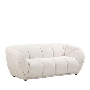 West - Canapé droit 3 places en tissu à forme arrondie - Écru