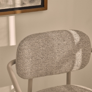 Stuart - Lot de 2 fauteuils de table en tissu bouclette pieds beiges - Beige