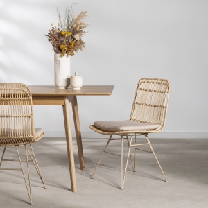 Uyuni - Lot de 2 chaises design en rotin pieds beiges - Naturel