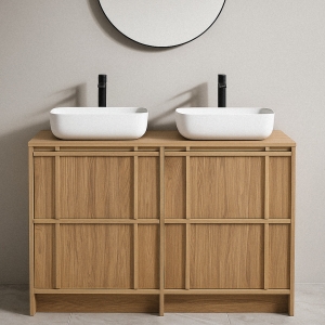 Tori - Meuble de salle de bain 2 vasques en bois  - Bois clair
