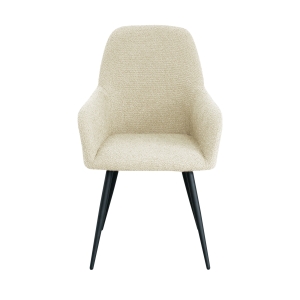 Harbo - Lot de 2 fauteuils de table en tissu bouclette et métal - Ecru