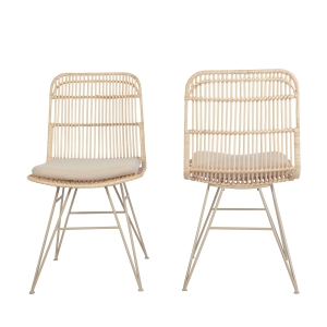 Uyuni - Lot de 2 chaises design en rotin pieds beiges - Naturel