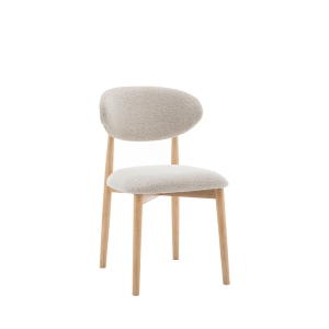 Clara - Lot de 2 chaises en tissu bouclette et bois - Beige