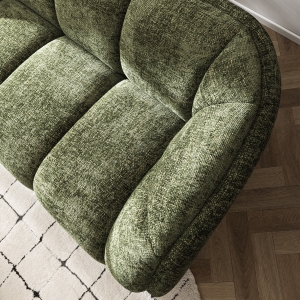 West - Canapé droit 3 places en tissu à forme arrondie - Vert