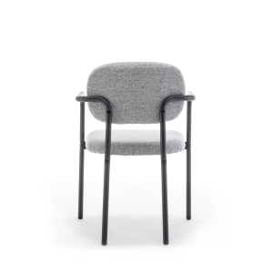 Stuart - Lot de 2 fauteuils de table en tissu bouclette et métal - Gris