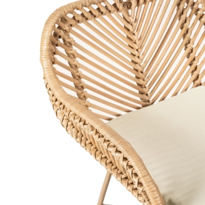 Nunuhai - Lot de 2 tabourets de bar en rotin pieds beiges H68cm - Naturel