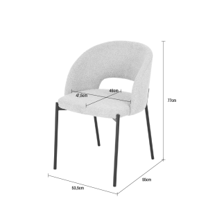 Soren - Lot de 2 chaises en tissu bouclette et métal - Beige chiné