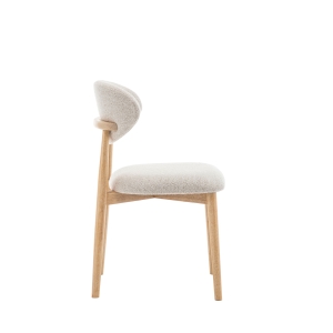 Clara - Lot de 2 chaises en tissu bouclette et bois - Beige