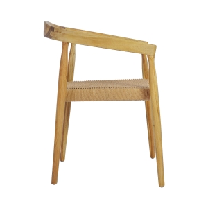 Buri - Lot de 2 fauteuils de table en teck et corde tressé - Bois clair