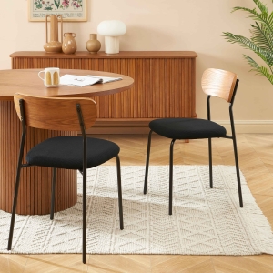 Nalon - Lot de 2 chaises en velours côtelé et métal - Noir