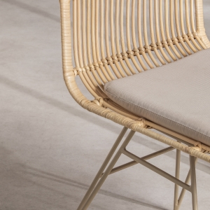 Uyuni - Lot de 2 chaises design en rotin pieds beiges - Naturel