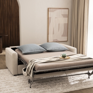 Morena - Canapé convertible express 3 places en tissu - Beige