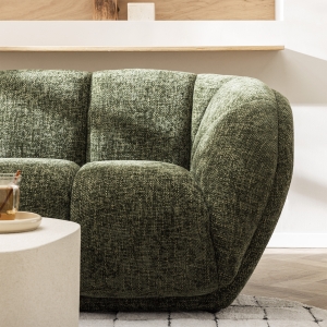 West - Canapé droit 3 places en tissu à forme arrondie - Vert